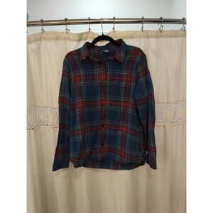 LL Bean Shirt Womens M Red Plaid Flannel Slightly Fitted Pocket Button Up